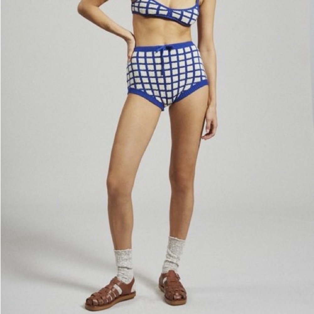Rachel Comey Knit Cotton Pink / Navy Summer Short NWT